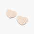 Beach Rose Co. heart-shaped stud earrings featuring delicate cream pearls set on gold-plated metal.