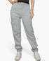 Beach Rose Co. heather gray sweatpants with drawstring waist, side cargo pockets, and cuffed ankles on a model