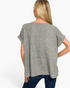Beach Rose Co. heather gray marled relaxed top with cuffed short sleeves and center back seam, viewed from behind.