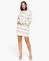 Beach Rose Co. hooded sweater dress in a lavender and olive brushed tie-dye print made from soft terry fabric.