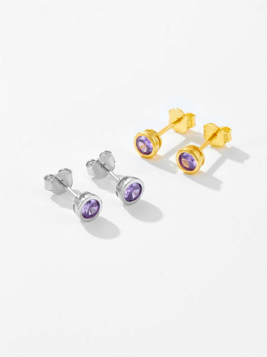 Beach Rose Co. - Inlaid Amethyst Zircon Stud Earrings