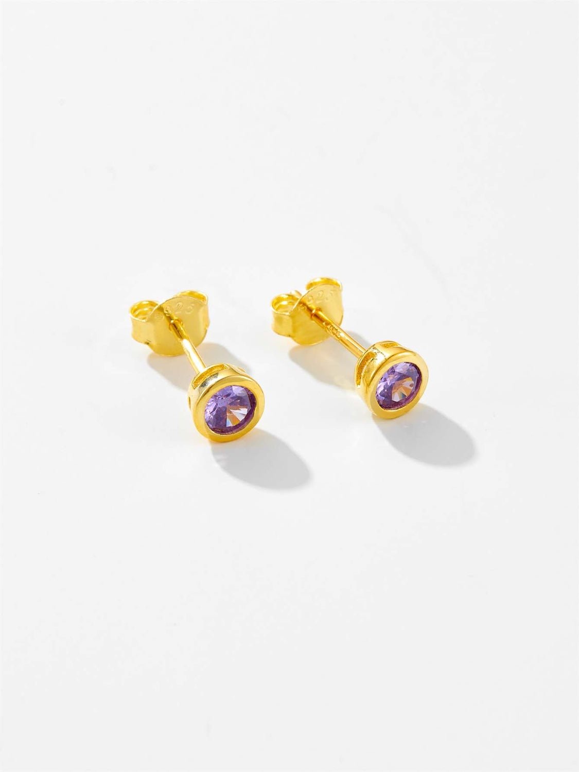 Beach Rose Co. - Inlaid Amethyst Zircon Stud Earrings