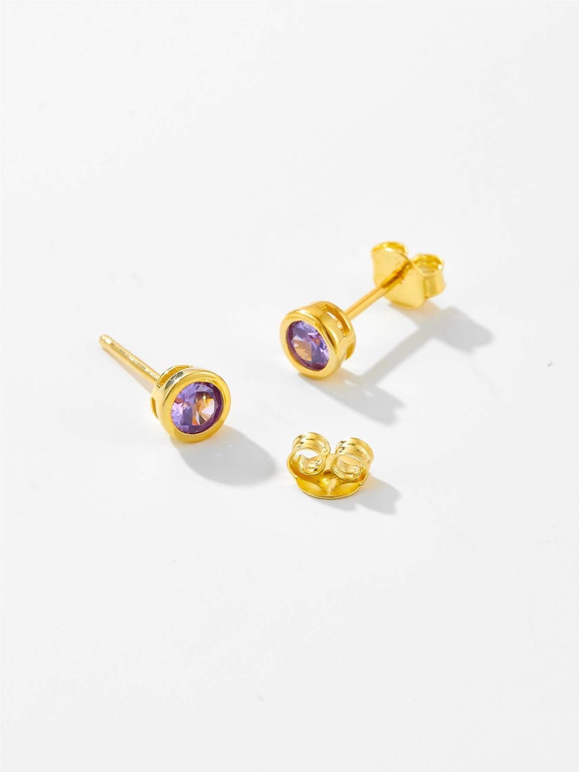 Beach Rose Co. - Inlaid Amethyst Zircon Stud Earrings