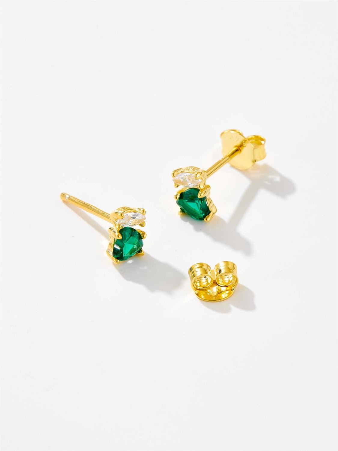 Beach Rose Co. - Inlaid Green Heart Zircon Stud Earrings