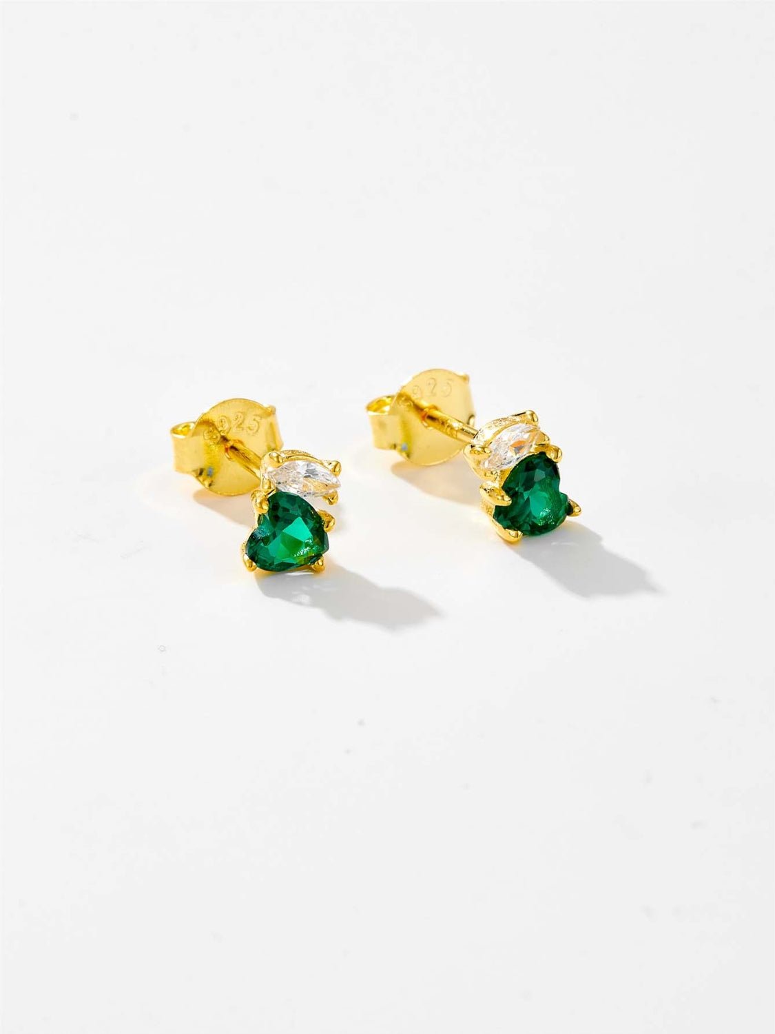 Beach Rose Co. - Inlaid Green Heart Zircon Stud Earrings