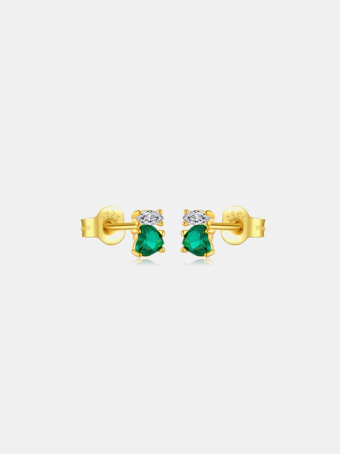 Beach Rose Co. - Inlaid Green Heart Zircon Stud Earrings