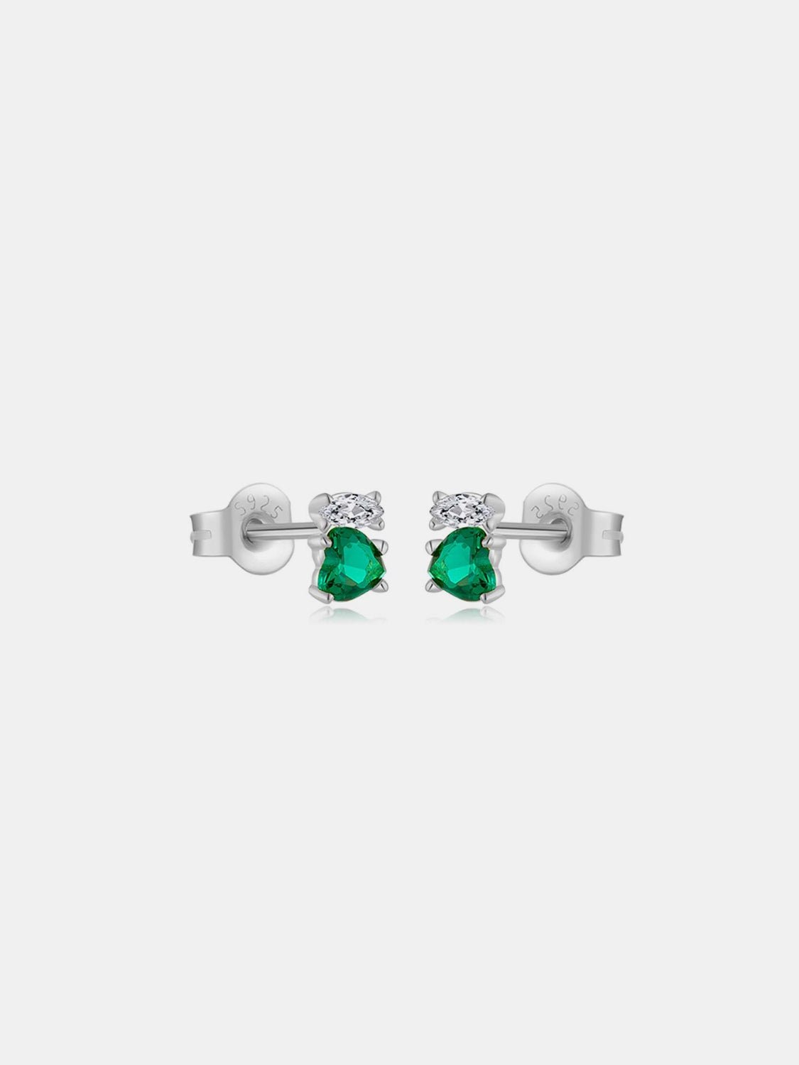 Beach Rose Co. - Inlaid Green Heart Zircon Stud Earrings