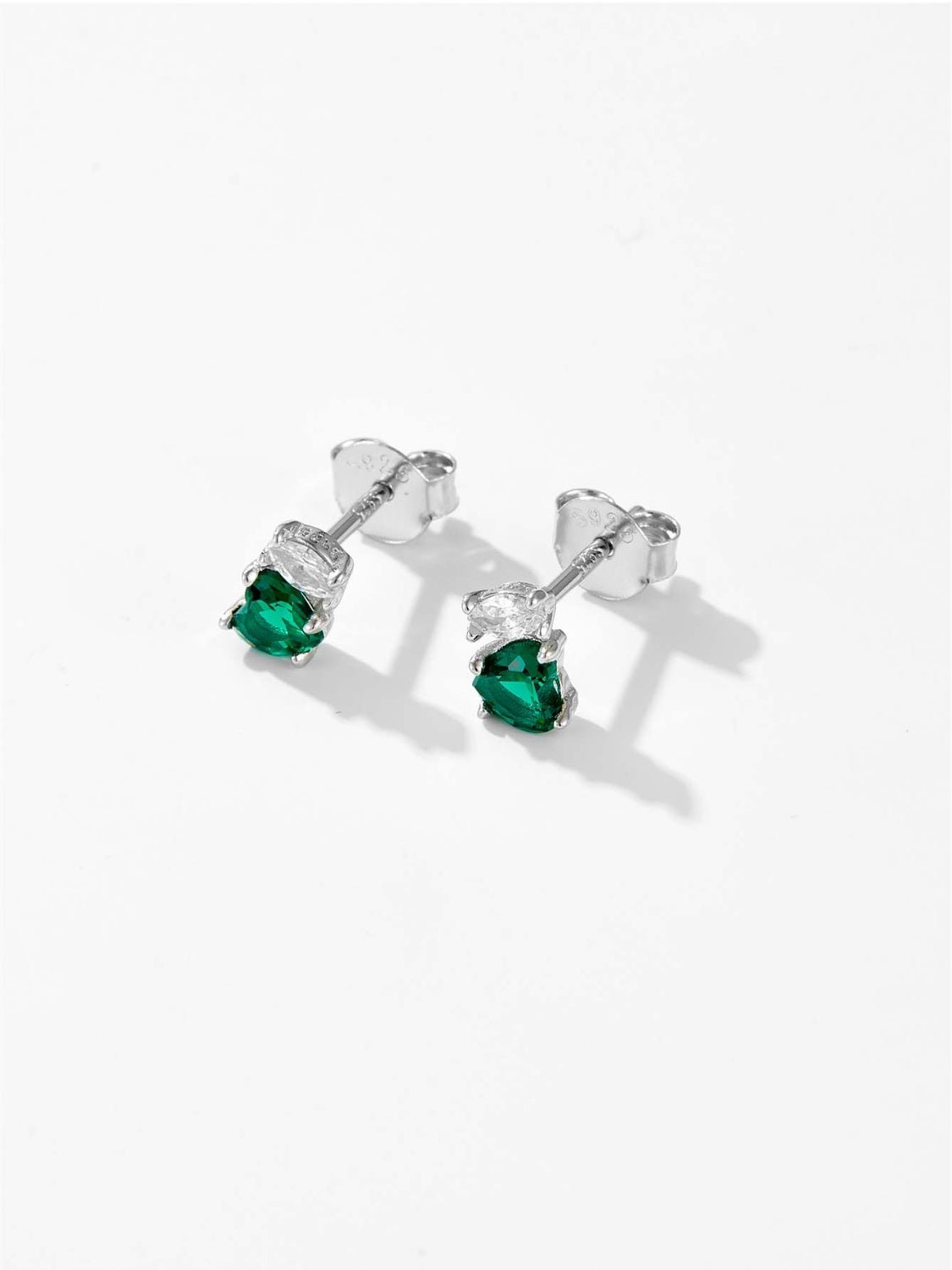 Beach Rose Co. - Inlaid Green Heart Zircon Stud Earrings