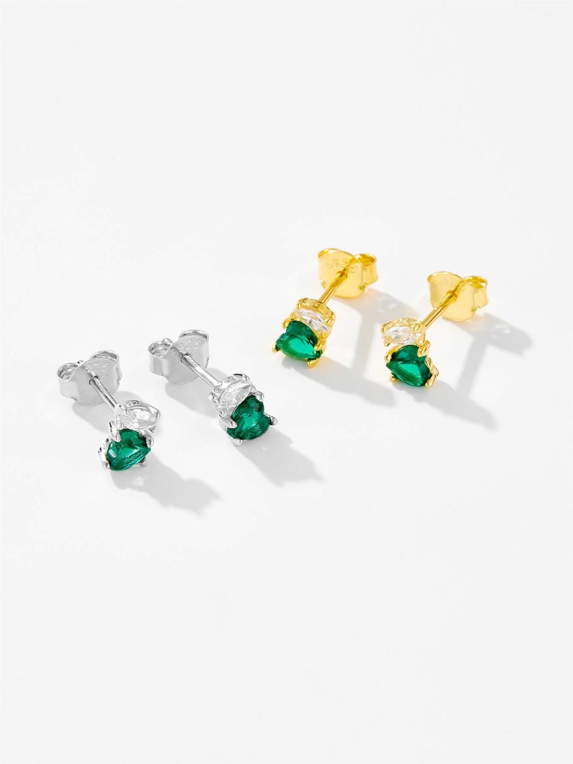 Beach Rose Co. - Inlaid Green Heart Zircon Stud Earrings