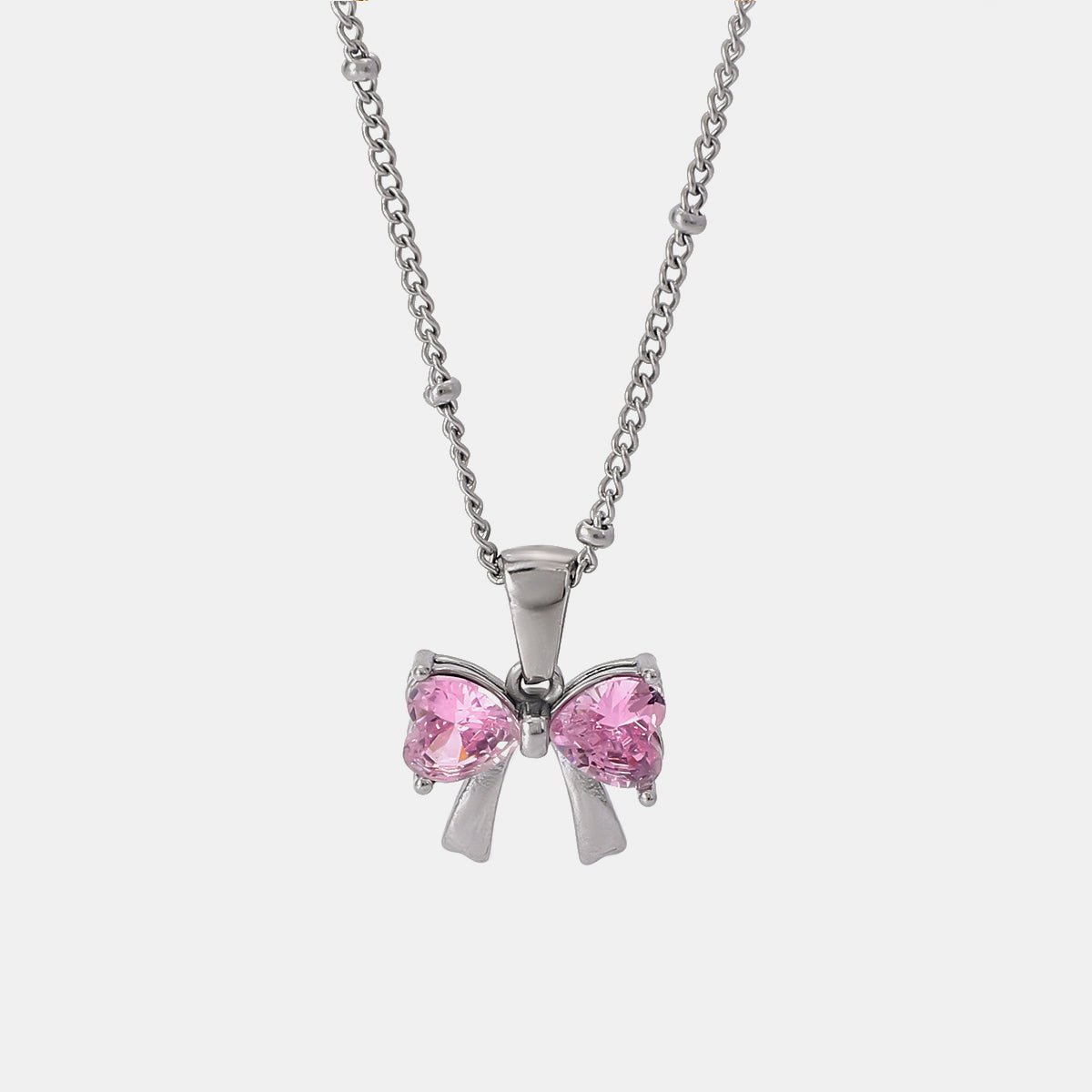 Beach Rose Co. - Inlaid Zircon Bow Pendant Necklace