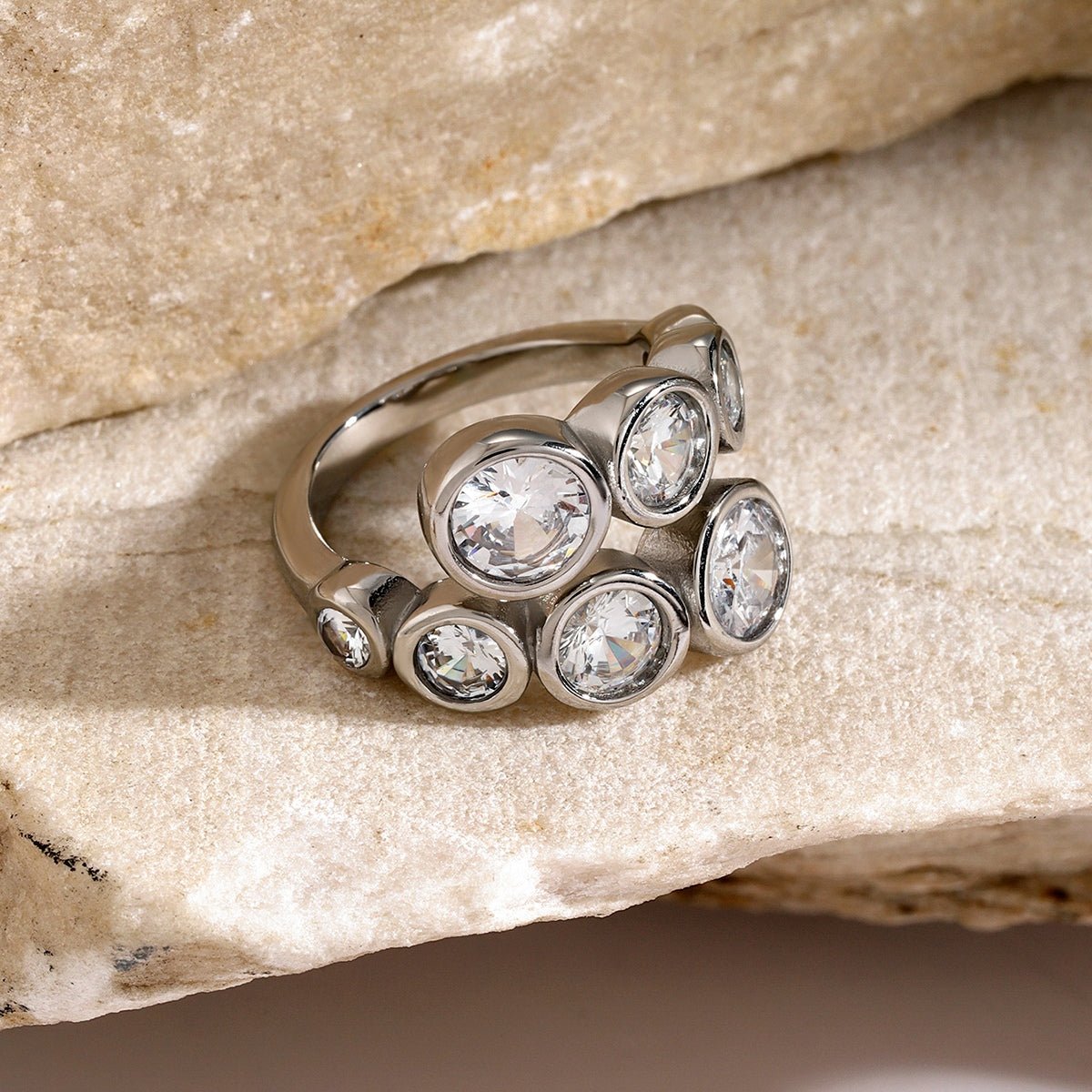 Beach Rose Co. - Inlaid Zircon Bypass Ring