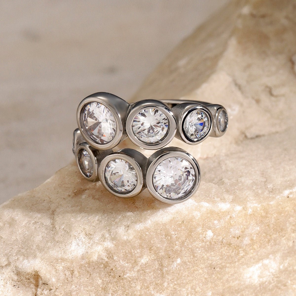 Beach Rose Co. - Inlaid Zircon Bypass Ring