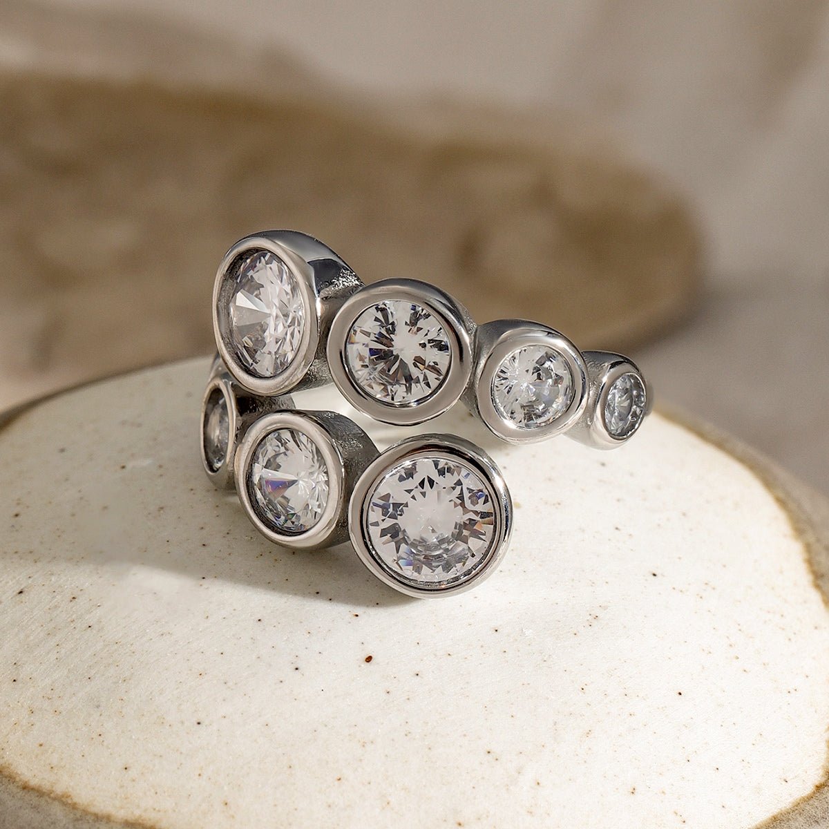 Beach Rose Co. - Inlaid Zircon Bypass Ring