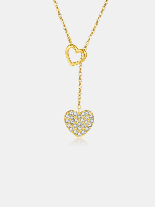 Beach Rose Co. - Inlaid Zircon Lariat Heart Necklace