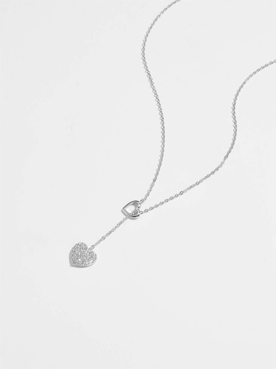 Beach Rose Co. - Inlaid Zircon Lariat Heart Necklace