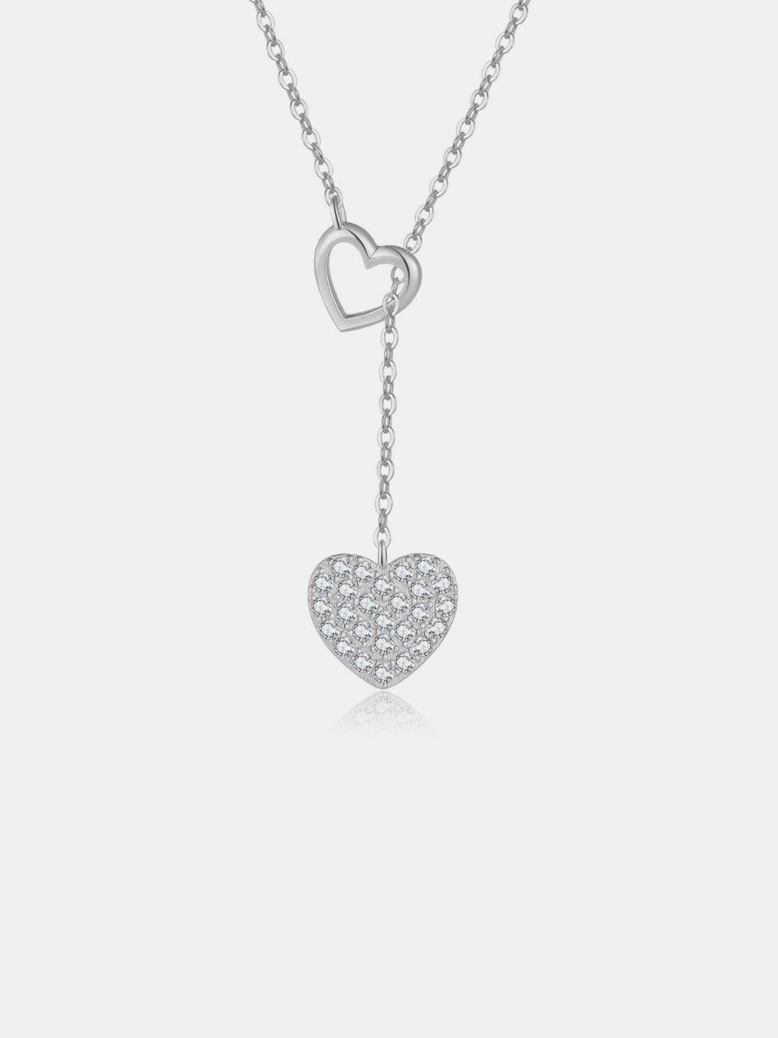 Beach Rose Co. - Inlaid Zircon Lariat Heart Necklace