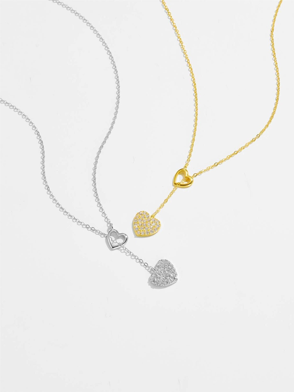 Beach Rose Co. - Inlaid Zircon Lariat Heart Necklace