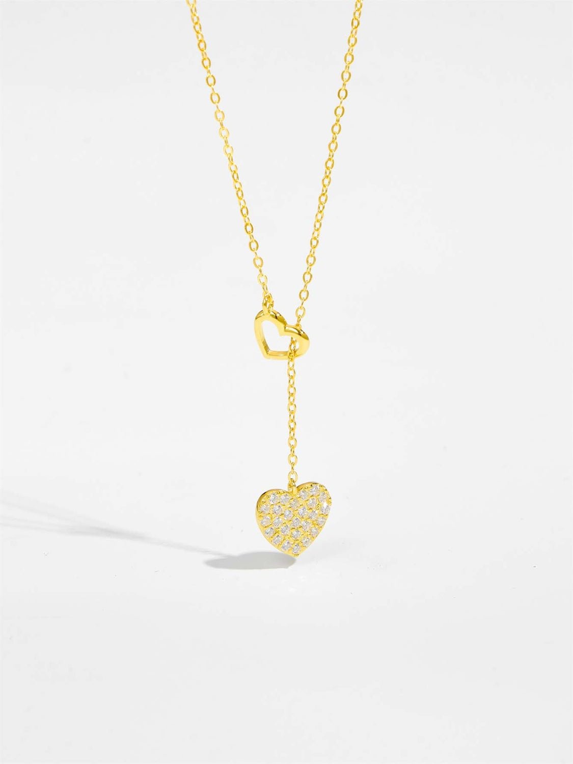 Beach Rose Co. - Inlaid Zircon Lariat Heart Necklace