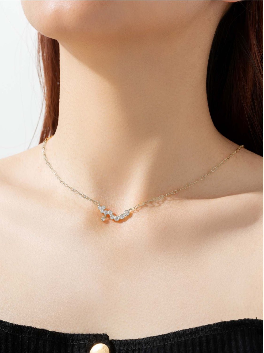 Beach Rose Co. - Inlaid Zircon Paperclip Chain Necklace