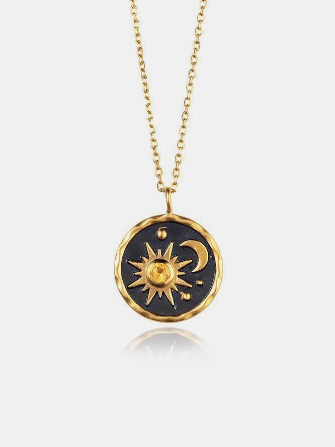 Beach Rose Co. - Inlaid Zircon Sun & Moon Necklace