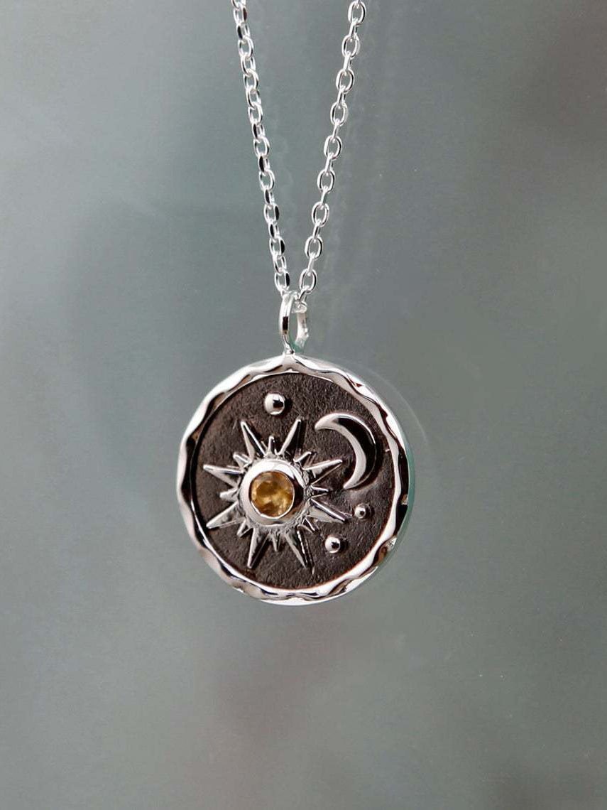 Beach Rose Co. - Inlaid Zircon Sun & Moon Necklace