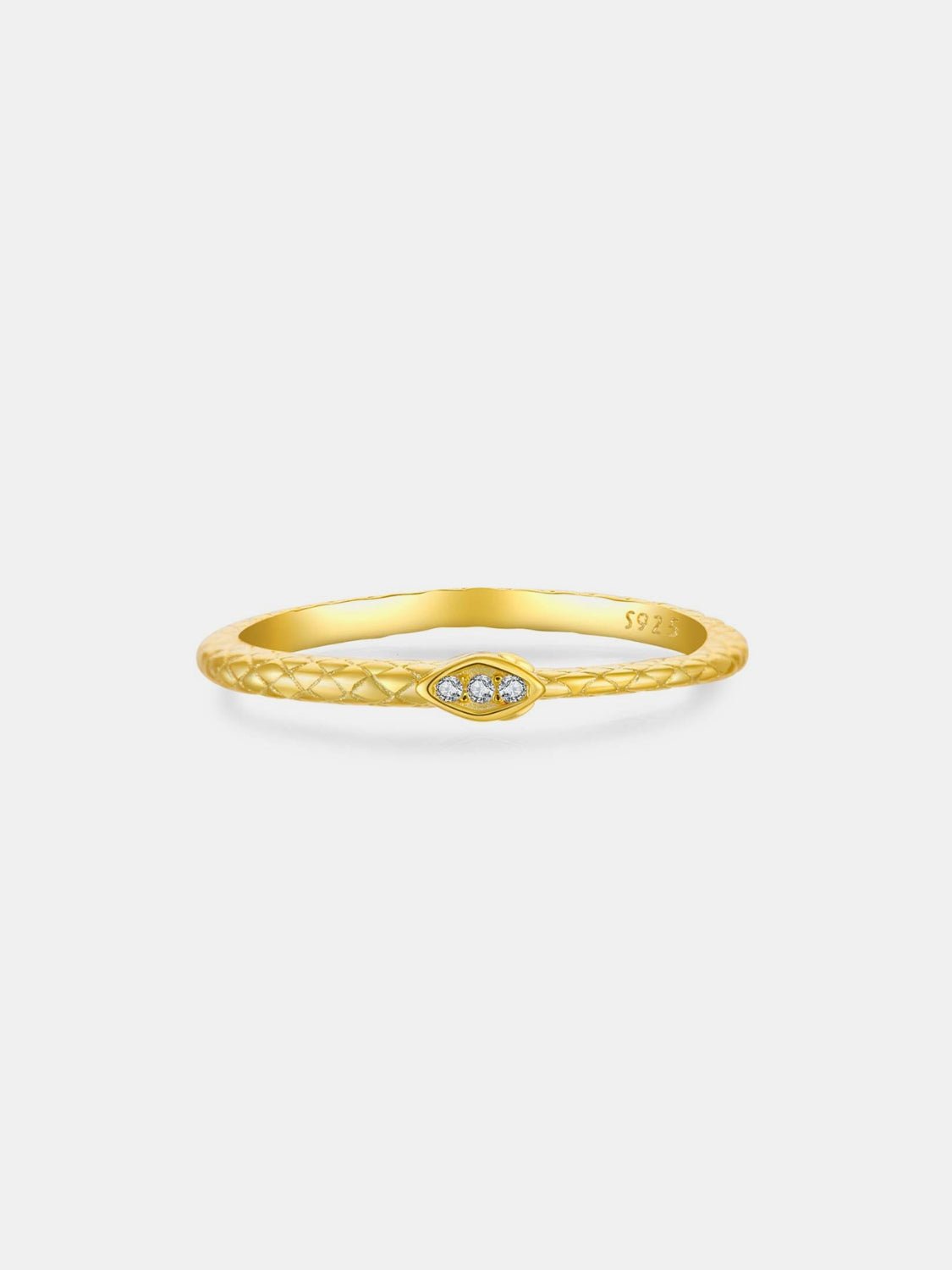 Beach Rose Co. - Inlaid Zircon Textured Skinny Band Ring