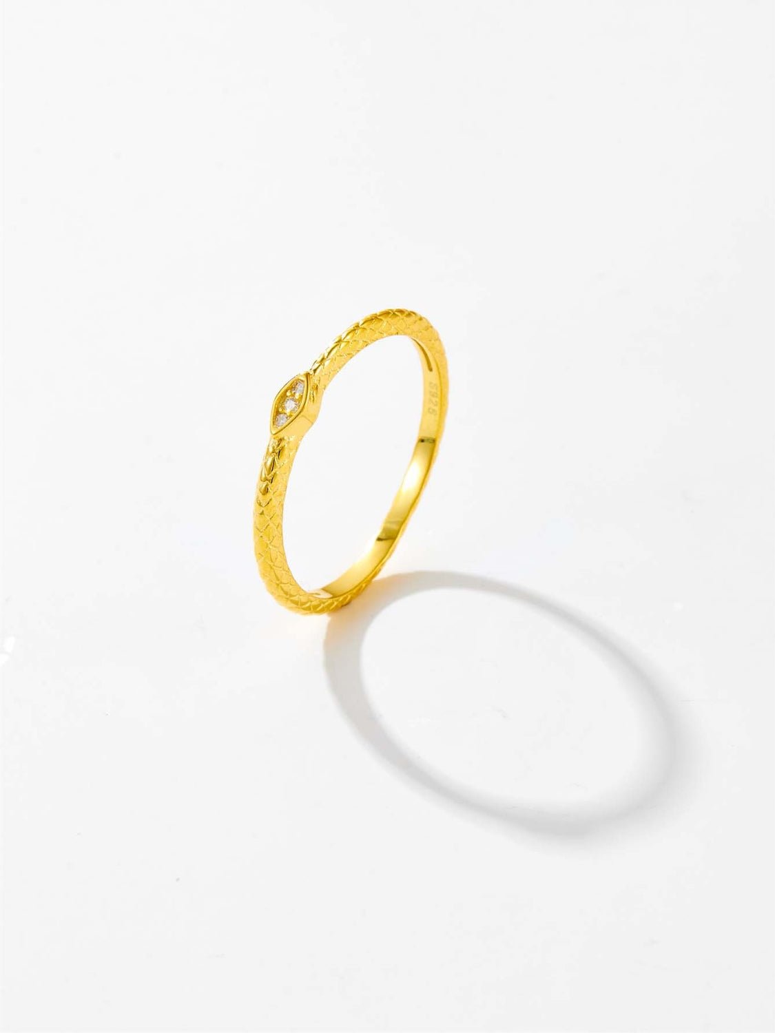 Beach Rose Co. - Inlaid Zircon Textured Skinny Band Ring