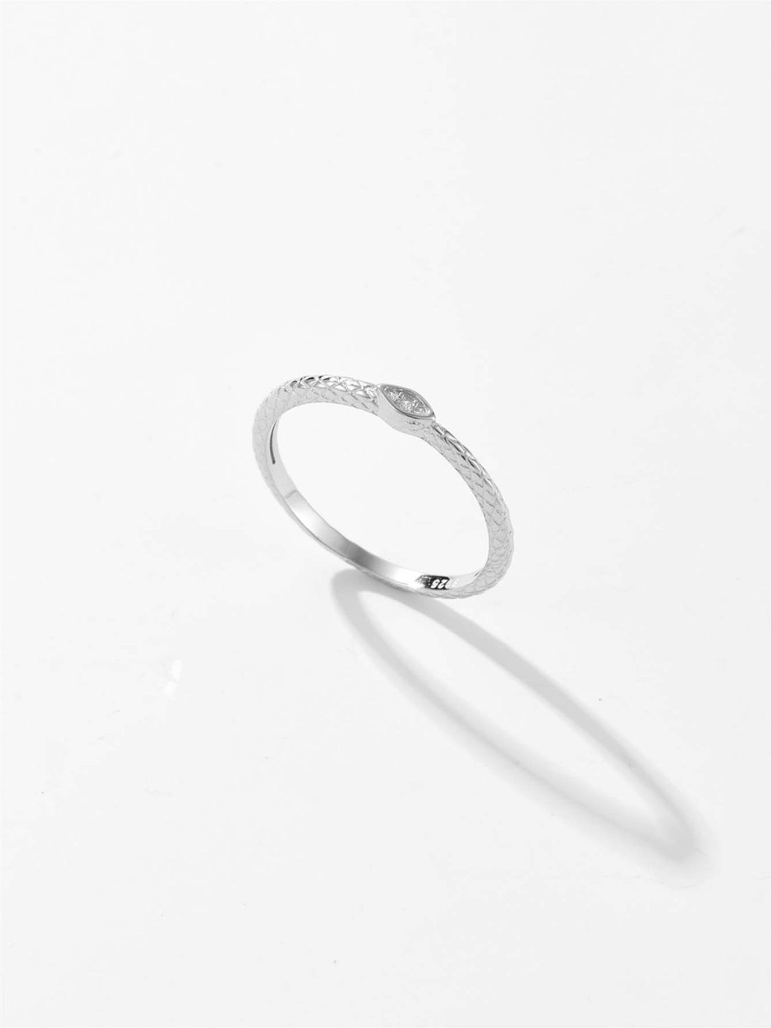 Beach Rose Co. - Inlaid Zircon Textured Skinny Band Ring