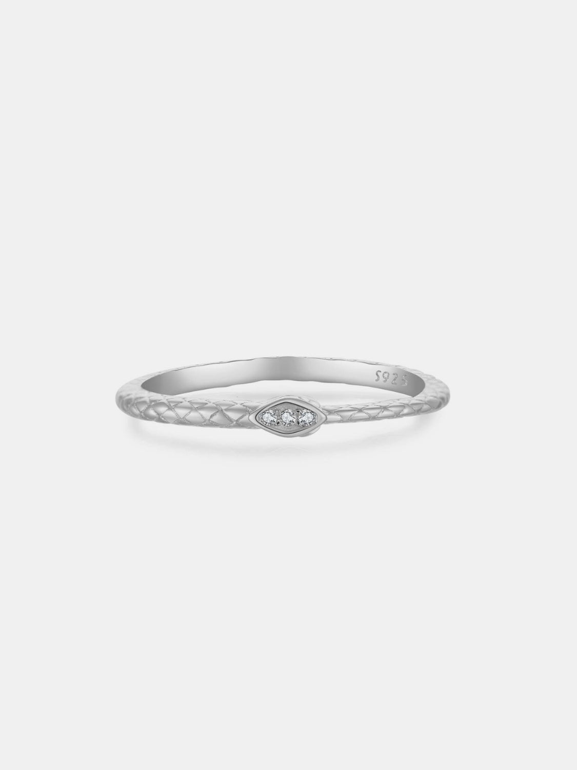 Beach Rose Co. - Inlaid Zircon Textured Skinny Band Ring