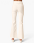Beach Rose Co. ivory high-rise flare pants with a crossover V-waist, shown from the back on a white background.