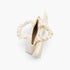 Beach Rose Co. ivory nylon clutch with a decorative bow front and ruched top handle on a white background