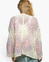 Beach Rose Co. ivory and pink crochet cardigan with a medallion pattern, wide sleeves, and an open-front design.