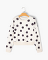 Beach Rose Co. ivory sweatshirt featuring an oversized black polka dot pattern, crew neckline, and dropped shoulders.