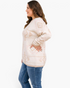 Beach Rose Co. plus-size ivory sweater with a blush and beige Southwestern geometric print and ribbed trim