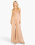 Beach Rose Co. khaki button-front wide-leg jumpsuit in soft stretch jersey fabric worn by a blonde model