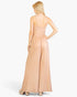 Beach Rose Co. khaki wide-leg jumpsuit on a blonde model, back view showing spaghetti straps and stretchy jersey fabric
