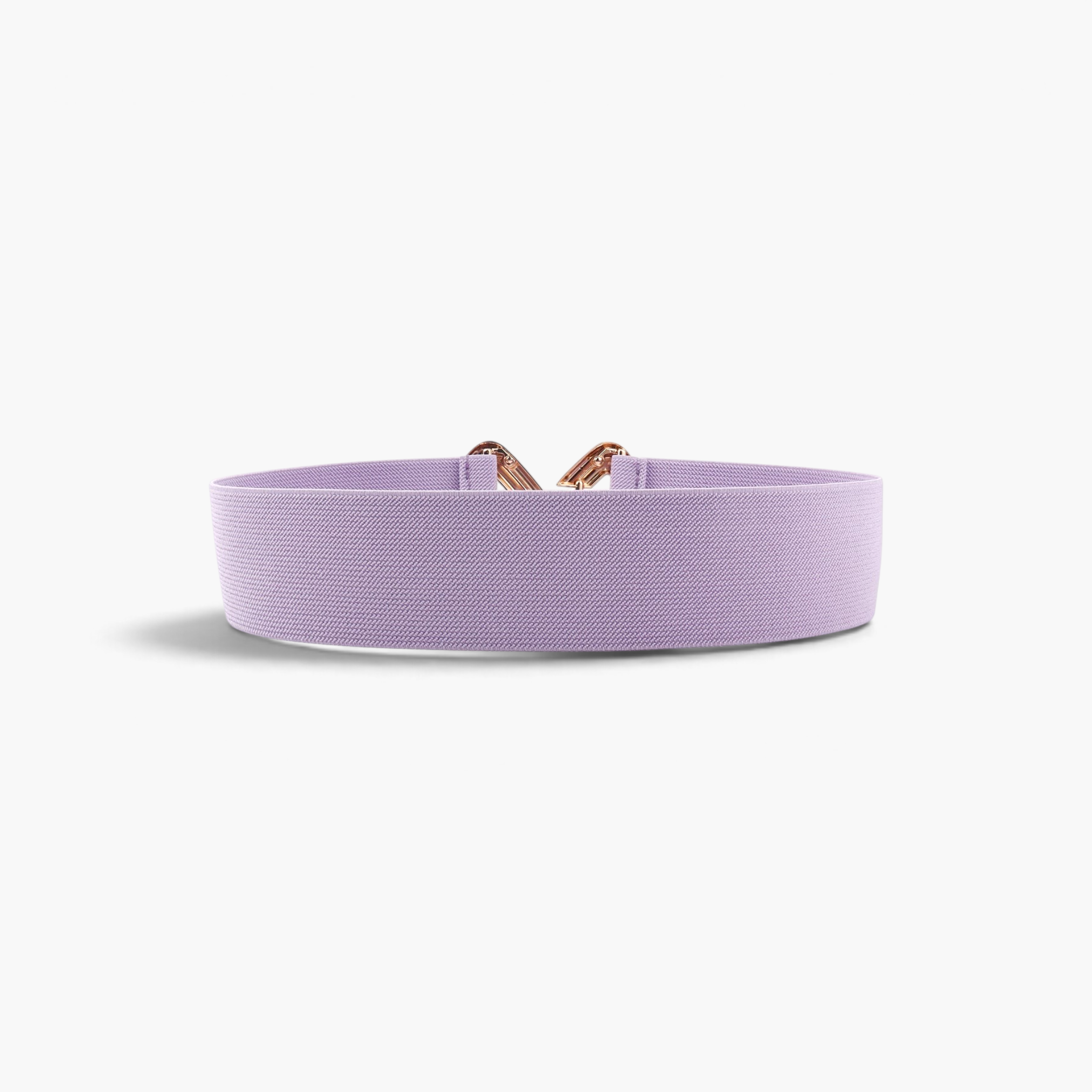 Beach Rose Co. lavender elastic waist belt with a geometric alloy buckle, perfect for defining a dress or blazer.