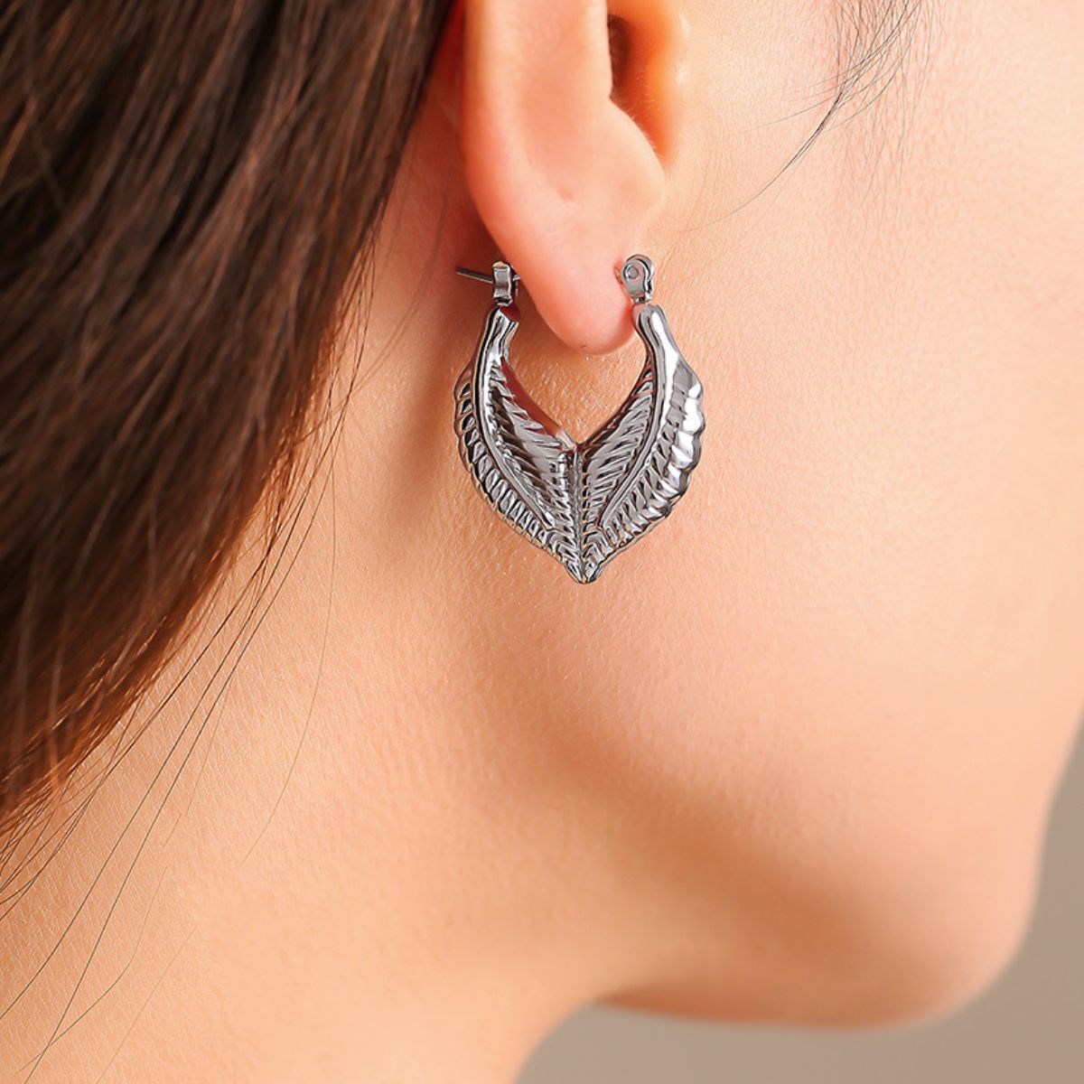 Beach Rose Co. - Leaf Shape Hoop Earrings