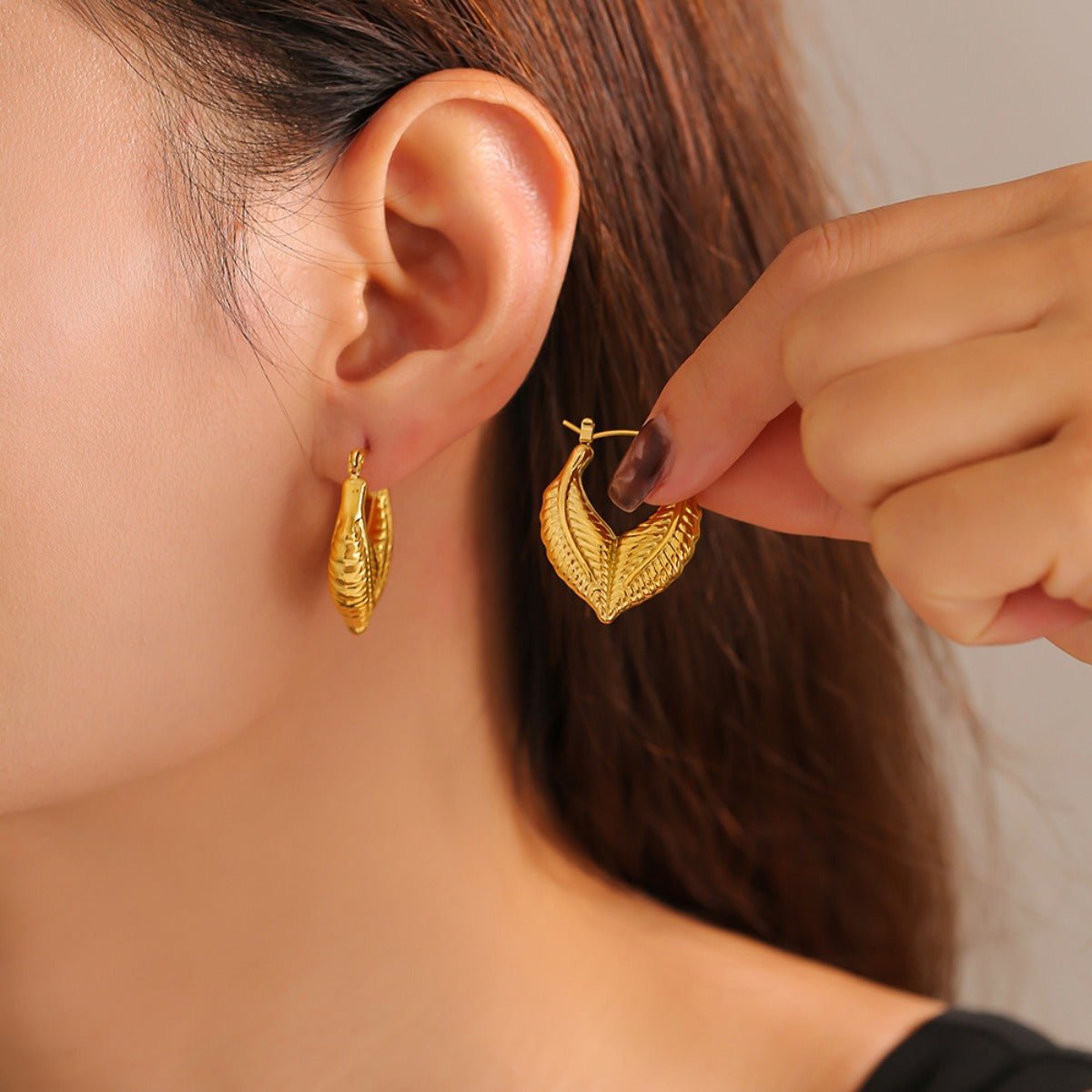 Beach Rose Co. - Leaf Shape Hoop Earrings