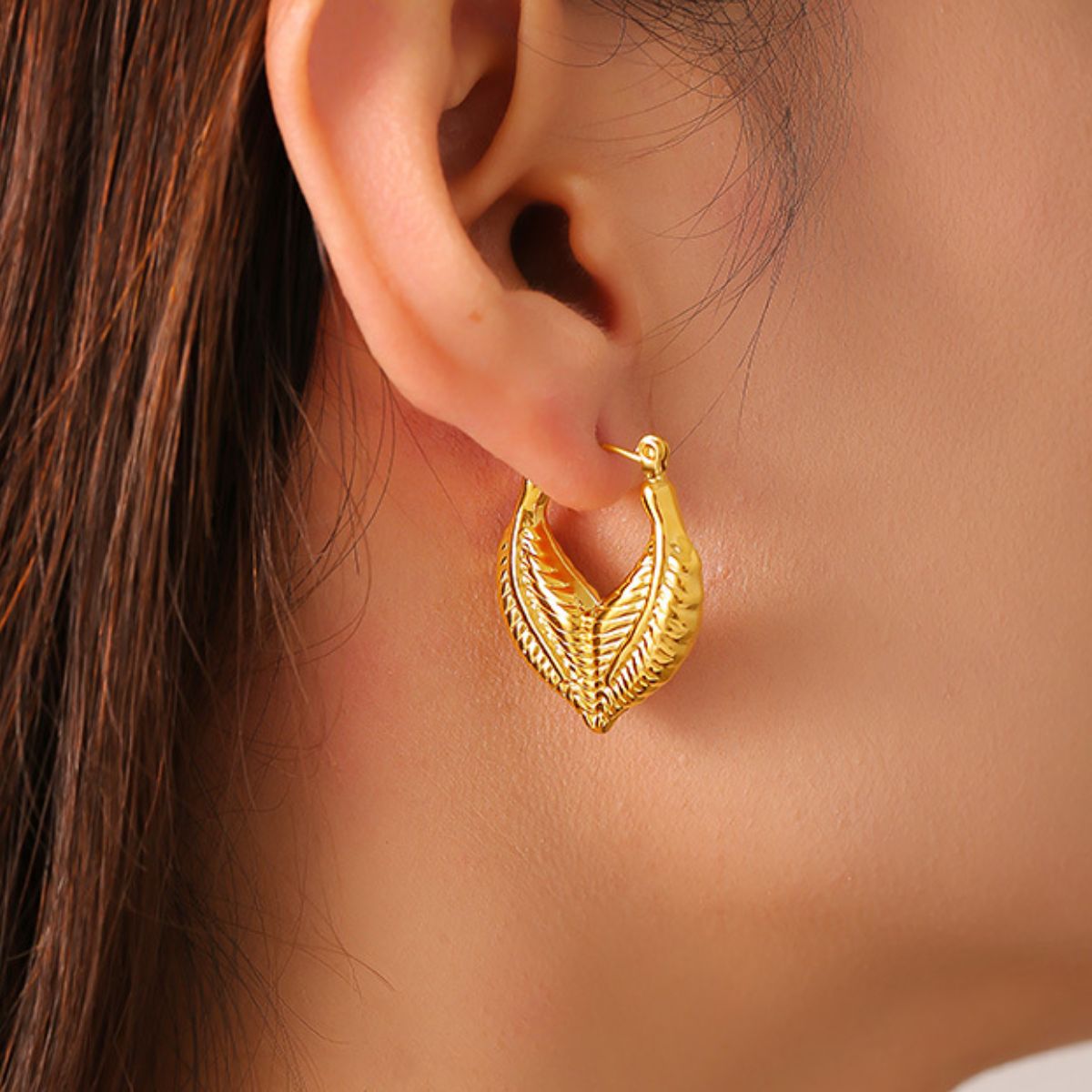 Beach Rose Co. - Leaf Shape Hoop Earrings