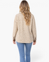 Beach Rose Co. cream and taupe leopard print corduroy shacket worn by a woman with long blonde hair, back view