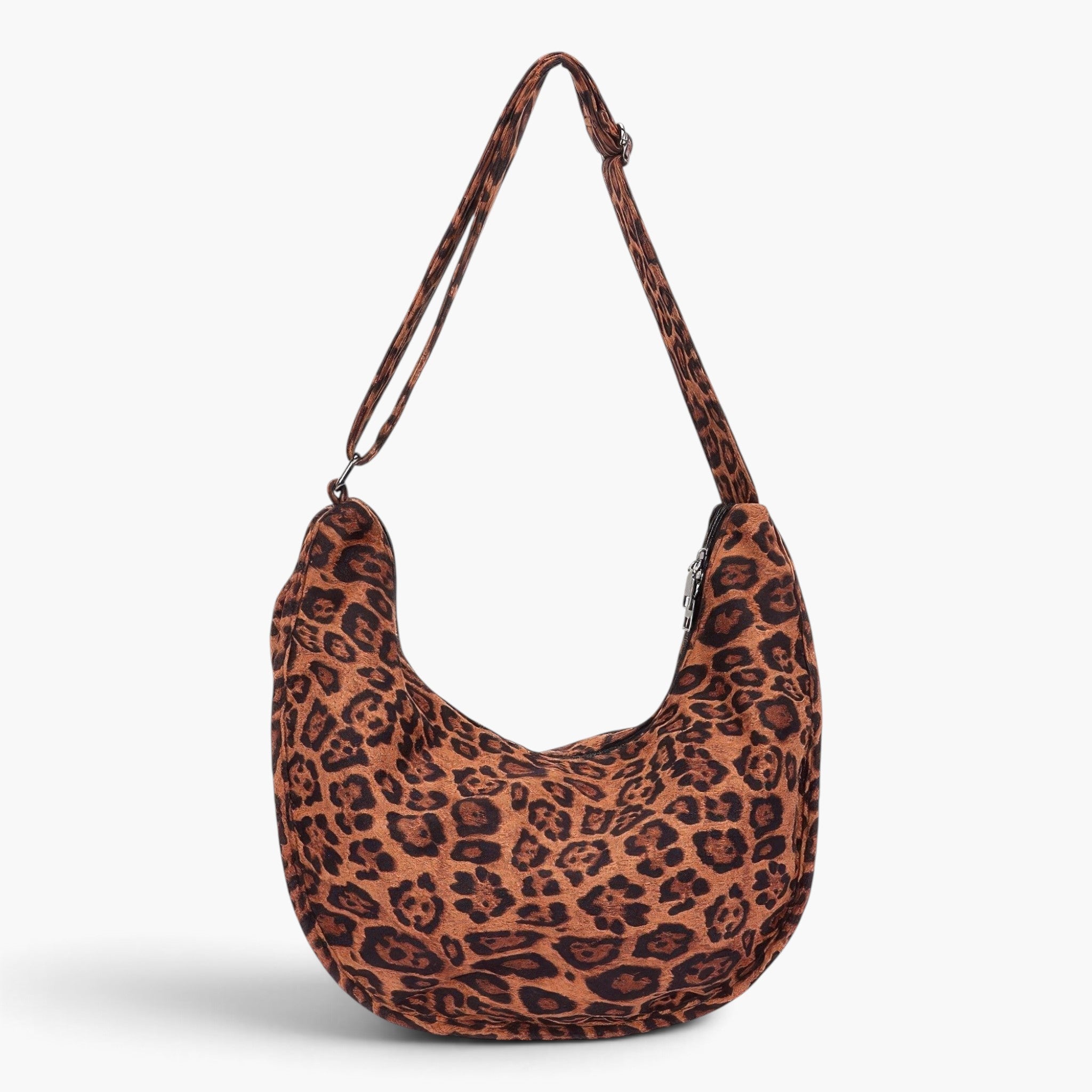 Beach Rose Co. leopard print faux suede crossbody bag with an adjustable strap and spacious double front pockets