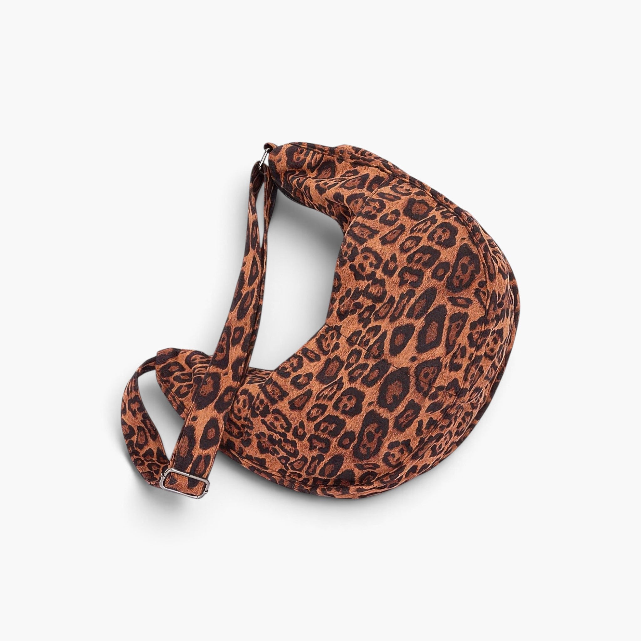 Beach Rose Co. leopard print faux suede crossbody bag with double front pockets and an adjustable strap