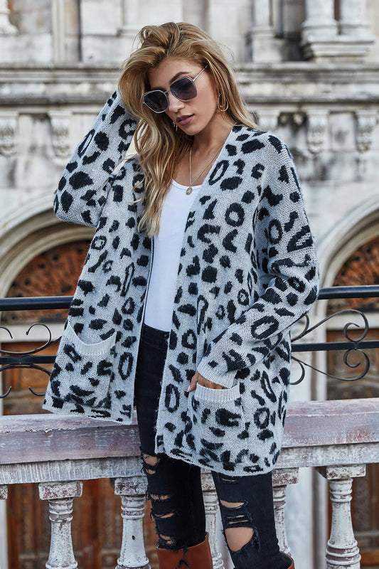 Beach Rose Co. - Leopard Longline Cardigan with Pockets