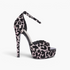 Beach Rose Co. leopard print platform stiletto sandals with a peep toe and adjustable ankle strap