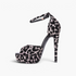 Beach Rose Co. leopard print platform stiletto sandals with peep toe and adjustable ankle strap in leatherette