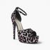 Beach Rose Co. leopard print platform stiletto sandals with peep toe and adjustable ankle strap