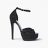 Beach Rose Co. black leopard print platform stiletto sandals with peep toe and adjustable ankle strap