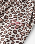 Beach Rose Co. ivory and brown leopard print fabric with a delicate pink embroidered bow detail