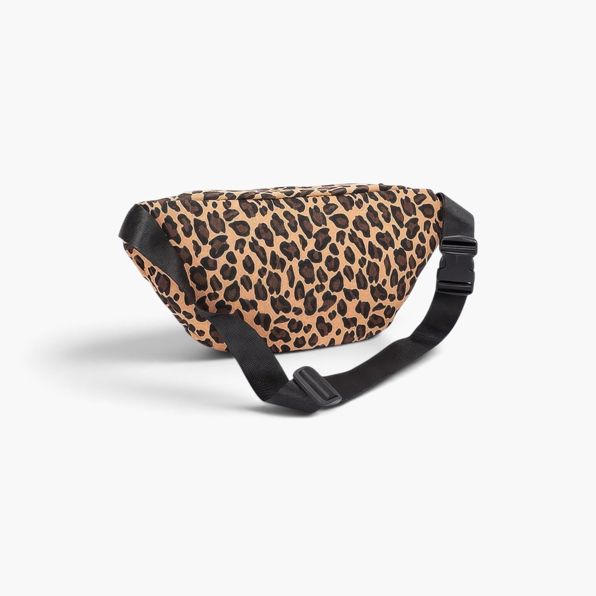 Beach Rose Co. cotton canvas crossbody bag featuring a bold leopard print and an adjustable black strap